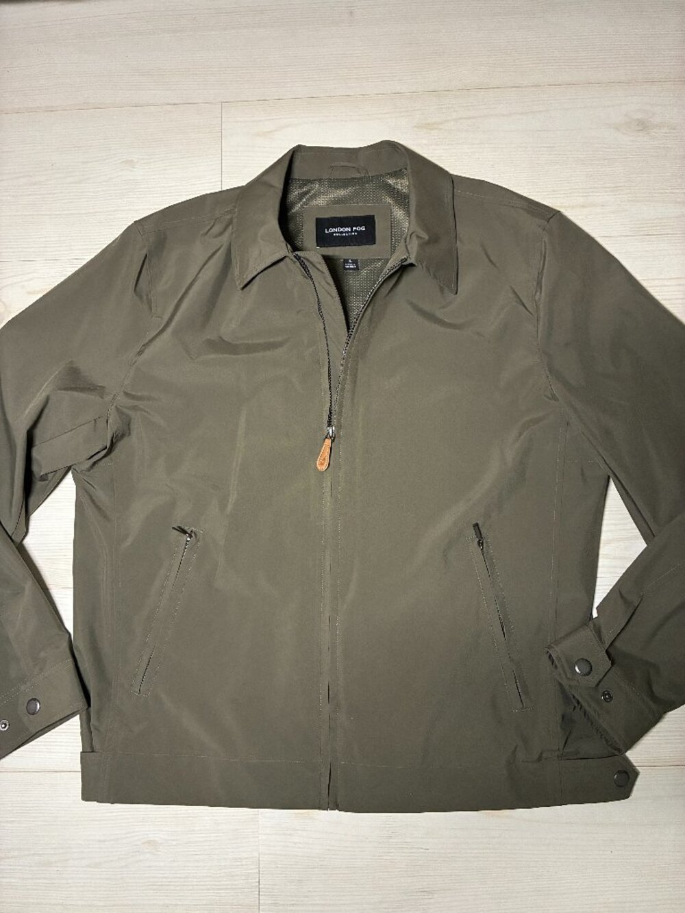 London Fog Men’s Hipster Stretch Water-Resistant Full-Zip Jacket, Olive Green L